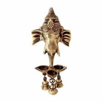 Thumbnail for Brass Ganesha Wall Hanging Deepak With Bells - Distacart