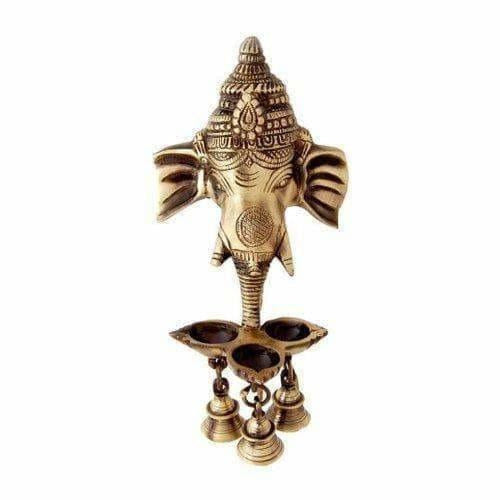 Brass Ganesha Wall Hanging Deepak With Bells - Distacart