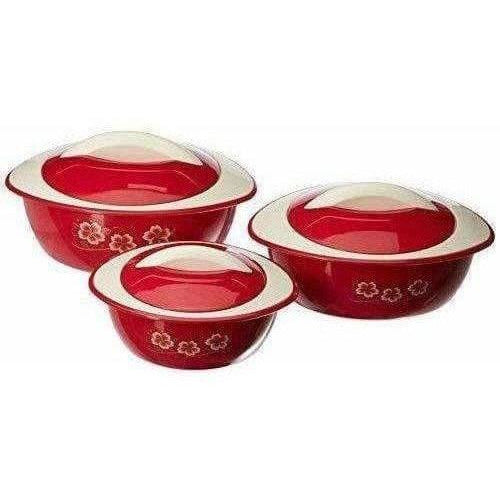 Maroon Color - Plastic Casserole Set of 3 - Pieces - Distacart