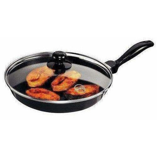 Non-Stick Frying Pan with Glass Lid - 1.5 Litres - Black - Distacart