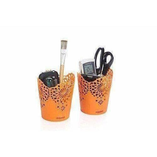 Lacy 2 Piece Plastic Tall Basket Set, Orange - Distacart