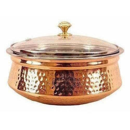 Steel Copper Casserole Bowl With Glass Lid - Tableware - Distacart