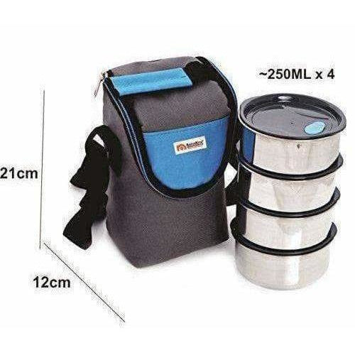 Stainless Steel Lunch Box Set with Pouch, 250ml, Set of 4 - Distacart
