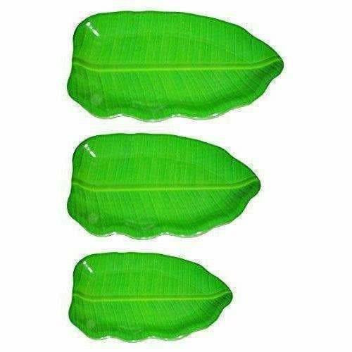 Plastic Banana Leaf Shape South Indian Dinner /  Lunch Serving Plate for All Occasions Green - 3 Pieces - Distacart