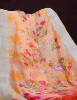 Thumbnail for Shades of Baby Orange With Dark Orange Blouse Floral Design Semi Chanderi Saree By Gayathri Reddy Designer Studio - Distacart