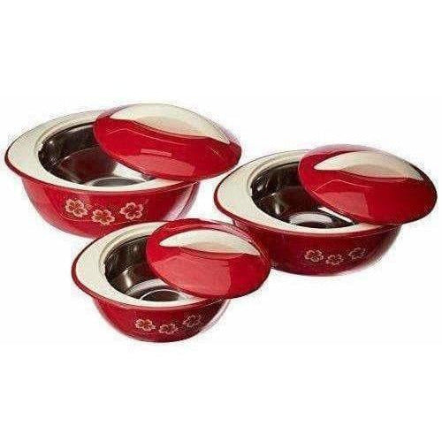 Maroon Color - Plastic Casserole Set of 3 - Pieces - Distacart