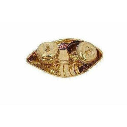 Golden - Brass Pooja Plate Thali with Set of 2 Holders - Distacart