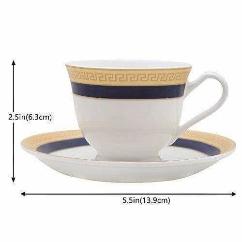 Classical Golden Border Cup Set with Saucer, Set of 12, 200ml - Distacart
