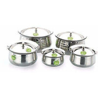 Thumbnail for Silver Touch Stainless Steel Handi with Lid -  Set of 5 - Distacart