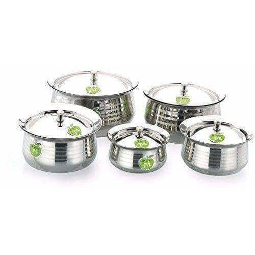 Silver Touch Stainless Steel Handi with Lid -  Set of 5 - Distacart