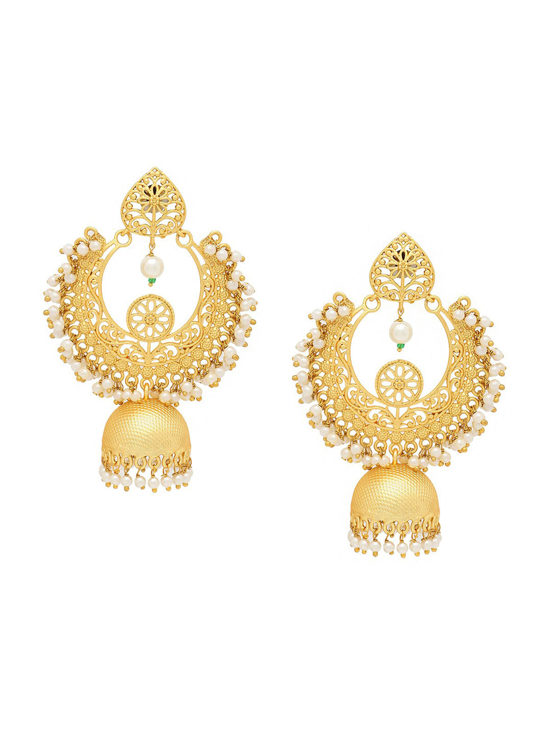 Yellow Chimes Women Gold-Toned Contemporary Chandbali Jumka Earrings - Distacart