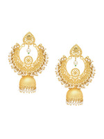 Thumbnail for Yellow Chimes Women Gold-Toned Contemporary Chandbali Jumka Earrings - Distacart