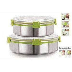 Stainless Steel Airtight & Leak Proof Containers Set, 1300 ml & 1750 ml, Set Of 2 - Distacart