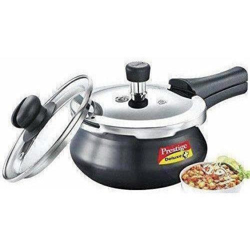 Induction Base Aluminum Pressure Cooker 2 Litres - Black Color - Distacart