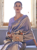 Thumbnail for Mitera Lavender & Gold-Toned Woven Design Zari Saree - Distacart