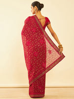 Thumbnail for Soch Floral Embroidered Zari Pure Chiffon Saree - Distacart