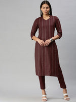 Thumbnail for Kalini Mandarin Collar Woven Design Kurta with Trousers - Distacart