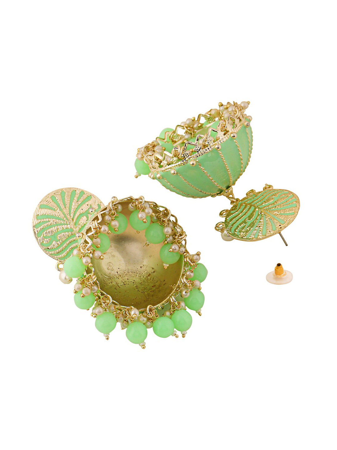 Yellow Chimes Women Green Meenakari Jhumkas Earrings - Distacart