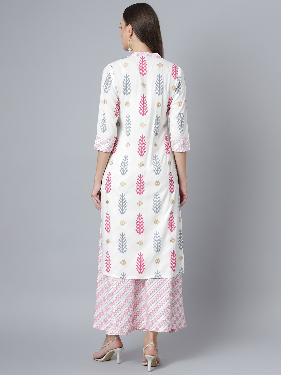 Khushal K Women Cream-Coloured Printed Kurta with Palazzos - Distacart