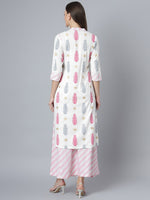 Thumbnail for Khushal K Women Cream-Coloured Printed Kurta with Palazzos - Distacart