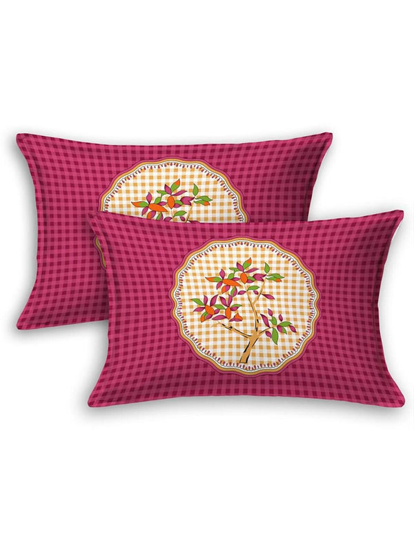 HOMETALES Pink & Beige Ethnic Motifs Cotton 104 TC King Bedsheet with 2 Pillow Covers - Distacart