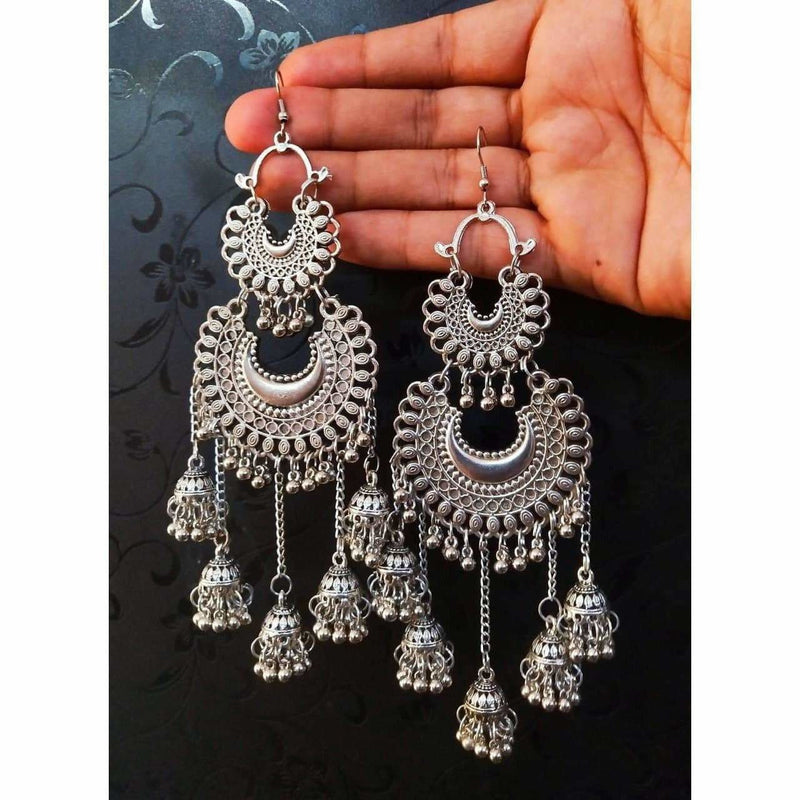 Double Half Moon With Hanging Jhumkas