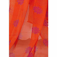 Thumbnail for Synthetic Pink & Orange Printed Unstitched Salwar Suits Dress Material with Dupatta - Distacart