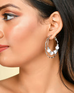 Thumbnail for VOJ Women Sliver-Plated Pearl Stainless Steel Hoop Earrings - Distacart