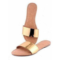 Thumbnail for Golden Strap Flats Ladies Slippers Girls Slippers - Distacart