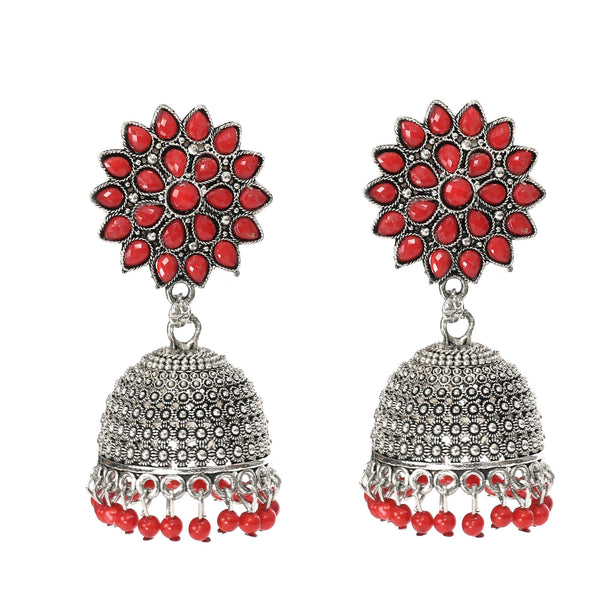 Mominos Fashion Johar Kamal Kundan Work Jhumka With Red Beads - Distacart
