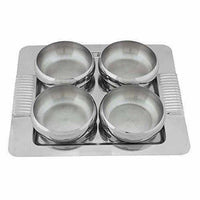 Thumbnail for Stainless Steel Serving Set with Wooden Lid and Tray - 4 Pieces - Distacart