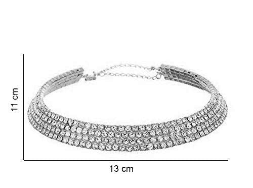 Silver-Toned Alloy Rhinestones Studded Choker Necklace - The Pari - Distacart