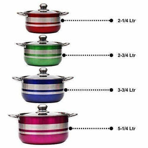 Kitchen Cooking  Stainless Steel Gas Induction Cookware Set with Lid - 4 Pieces - Distacart