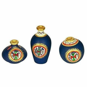 Hand-Painted Home Decorative Miniature Small Pots Set ( Set of 3 Mini Pots) - Distacart