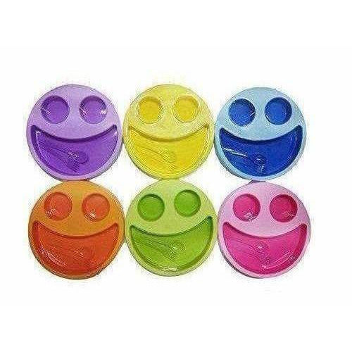 Multicolor Cute Big Smiley Plates for kids with Fork and Spoon - Distacart