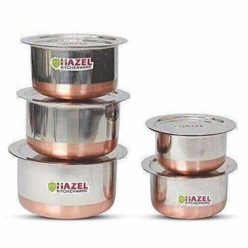 Copper Bottom Top with Lid - 5 Pcs Set - Stainless Steel Top