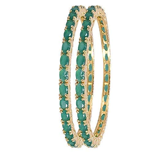 Gold-Plated Alloy Green Ad 2 Bangles Set - The Pari - Distacart