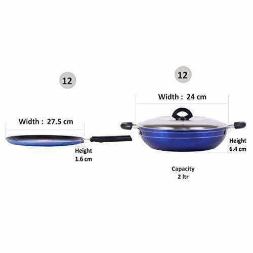 Nonstick Induction Base Cookware Set of Tawa + Kadhai - Distacart