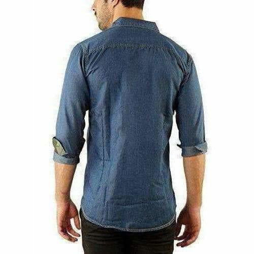 Men's Denim Full Sleeve Casual Shirt Dark Blue Color - Distacart
