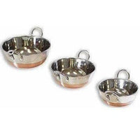 Thumbnail for Stainless Steel Copper Bottom Kadhai with Handle - Set of 3 Pieces - Distacart