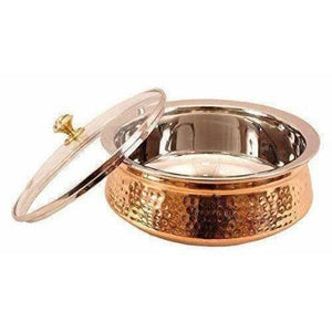 Steel Copper Casserole Bowl With Glass Lid - Tableware - Distacart
