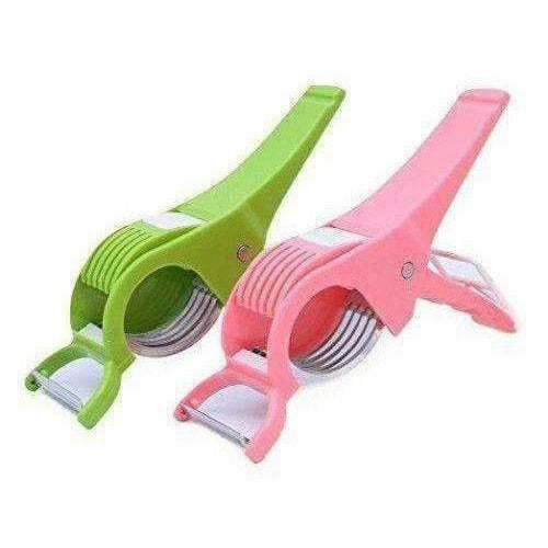 Plastic Vegetable Cutter with Peeler, Set of 2, Multicolour - Distacart