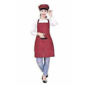 Red And Black Apron With Cap - Distacart