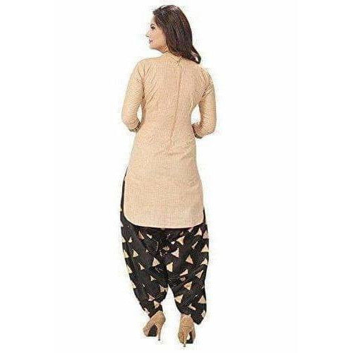 Beige Cotton Printed Unstitched Dress Material - Distacart