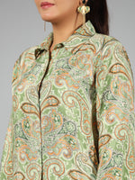 Thumbnail for Juniper Women Green Kasturi Silk Printed Clothing Set - Distacart