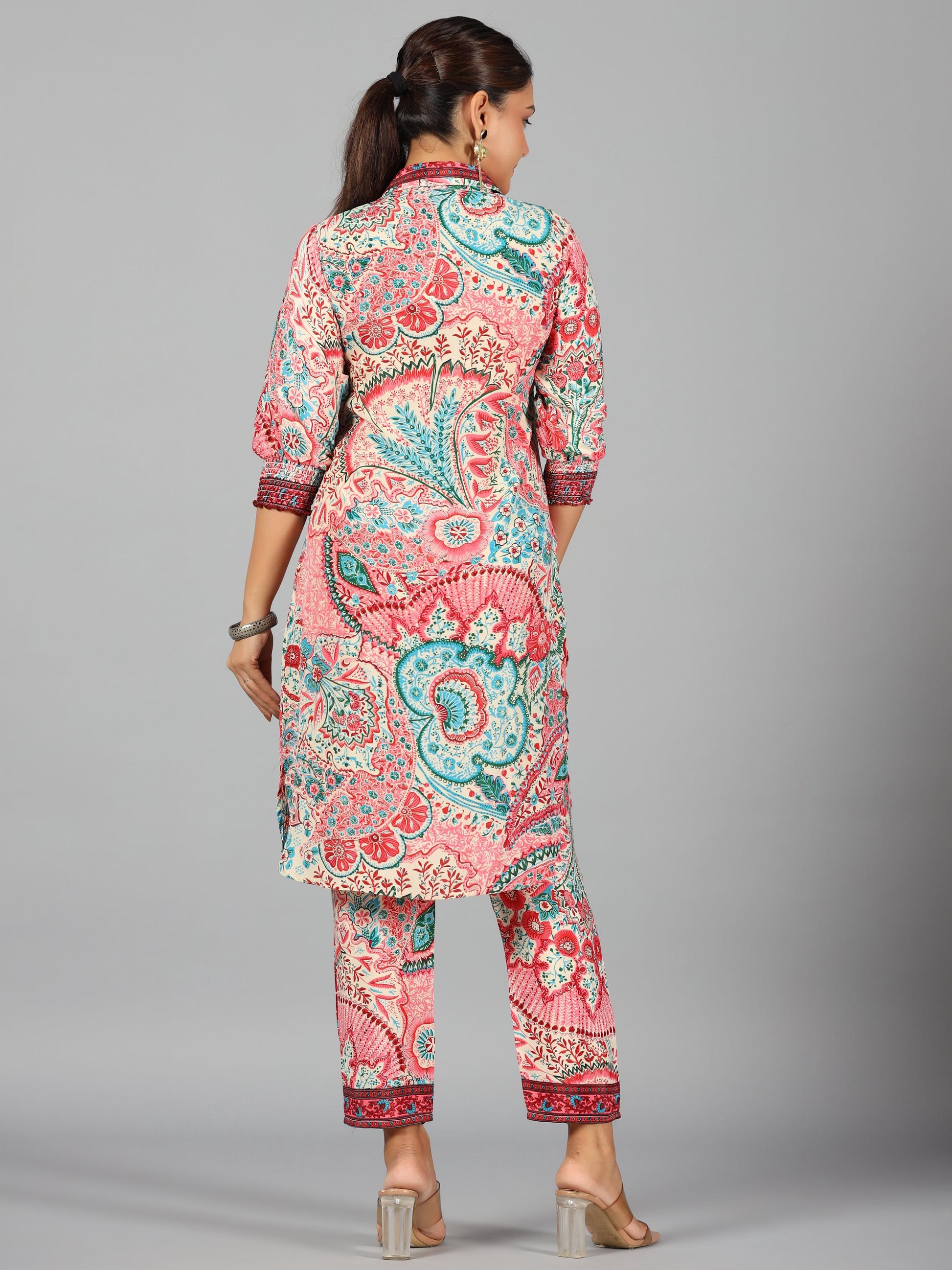 Juniper Women Beige Kasturi Silk Printed Clothing Set - Distacart