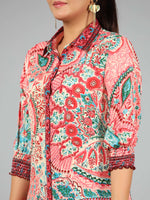 Thumbnail for Juniper Women Beige Kasturi Silk Printed Clothing Set - Distacart