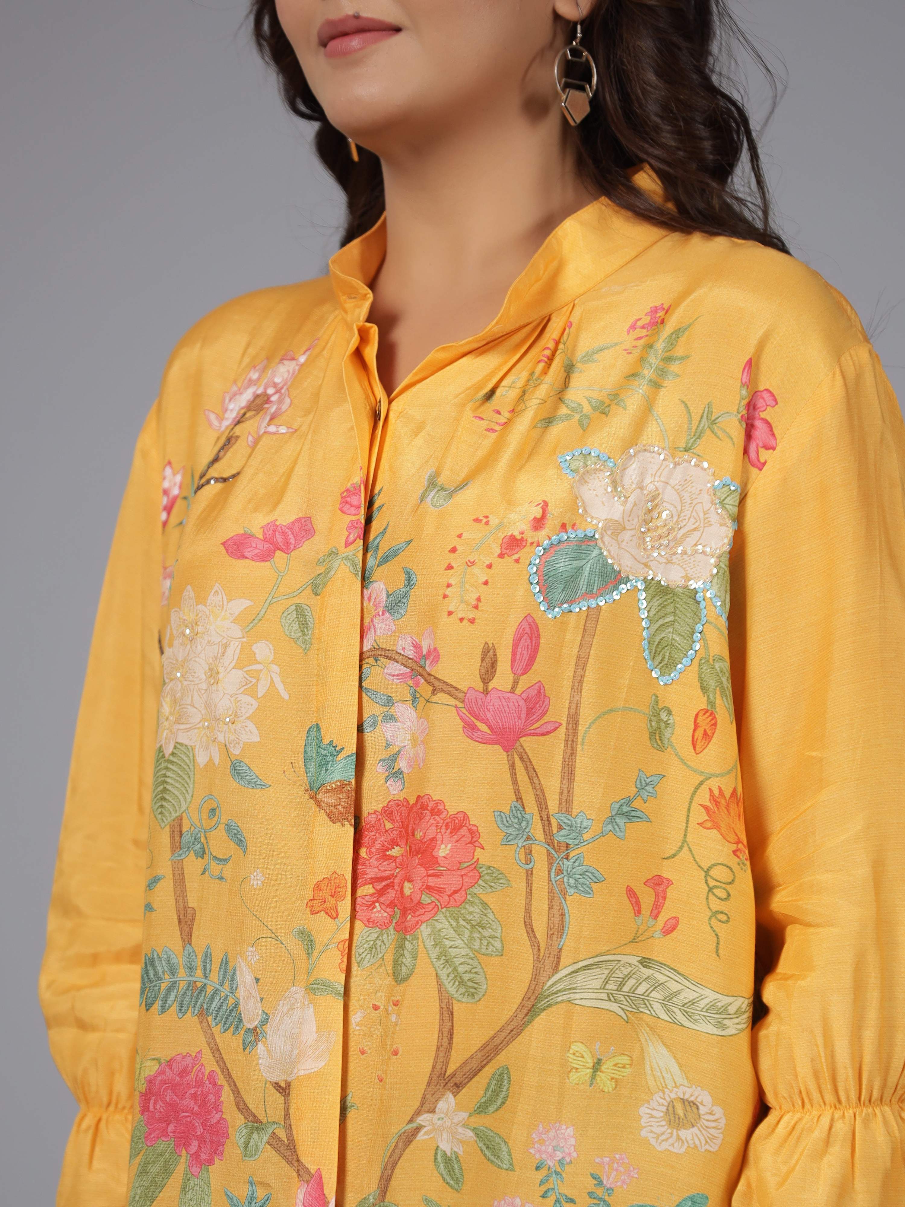 Juniper Women Yellow Muslin Printed Tunic - Distacart