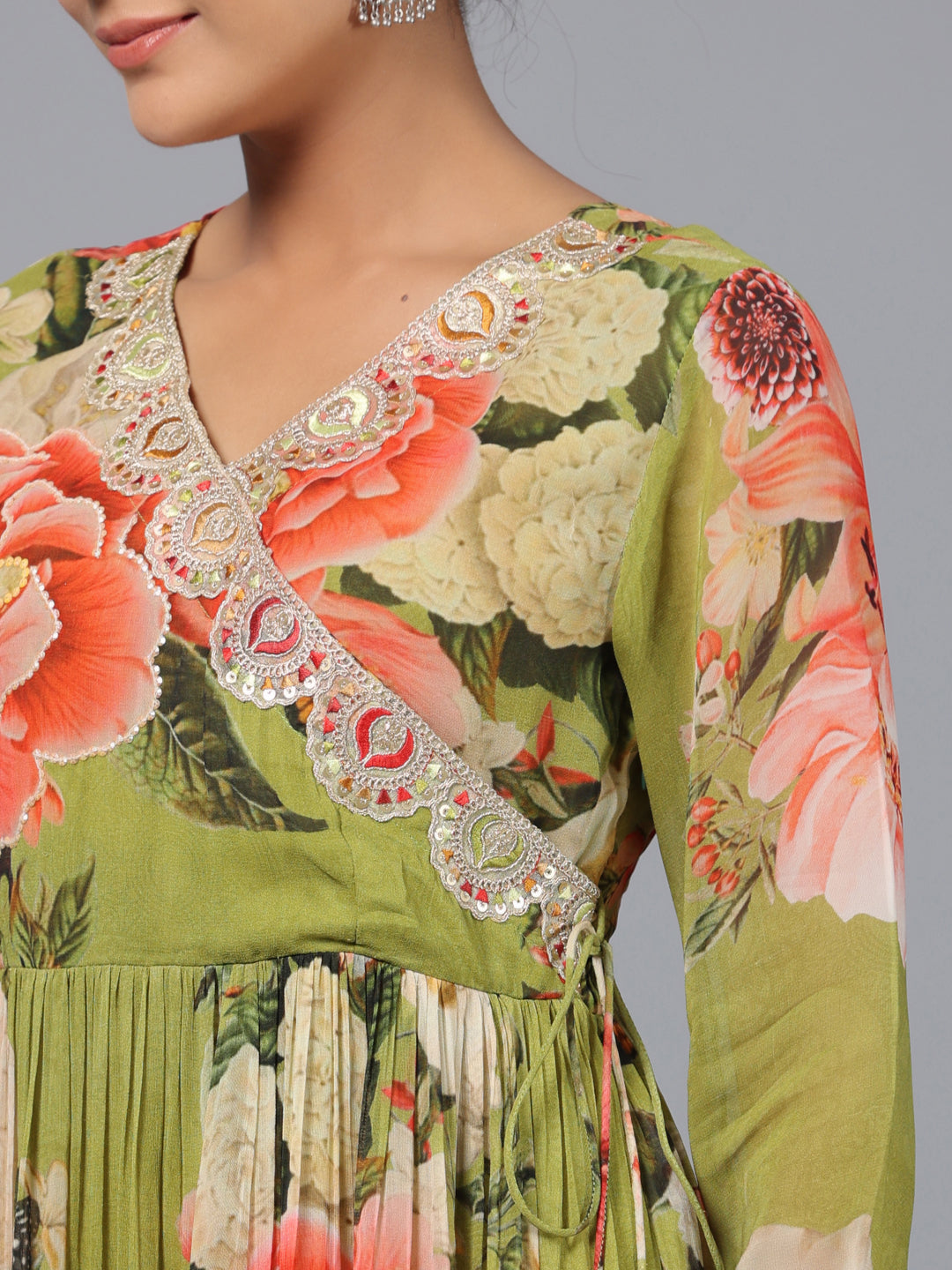 Juniper Women Green Georgette Printed Maxi Dress - Distacart