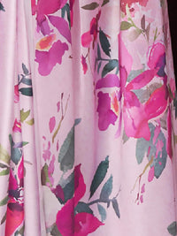 Thumbnail for Mitera Pink & Red Floral Satin Saree - Distacart
